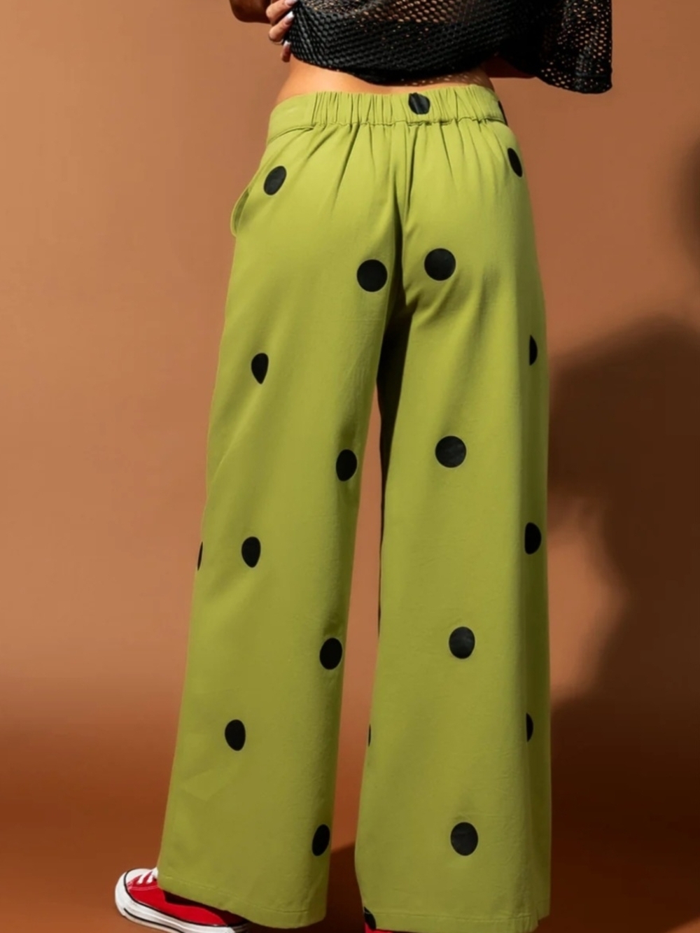 Dressed in LALA Lime Green Wide-Leg Polka Dot Pants - Picture 4 of 4
